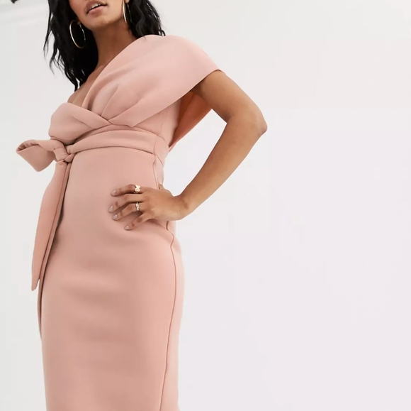 Asos design fallen shoulder pink dress, size 6. Absolutely stunning. New - Picture 3 of 7
